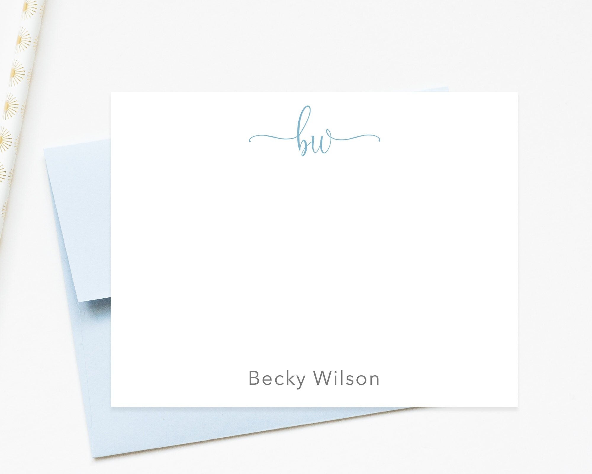 Personalized Monogram Stationary, Stationery Gift with Initials for Women Note Cards, Monogram Script Stationery for Letter Writing