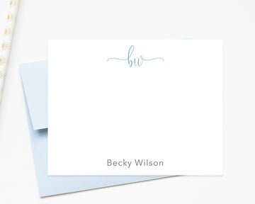 Personalized Monogram Stationary, Stationery Gift with Initials for Women Note Cards, Monogram Script Stationery for Letter Writing
