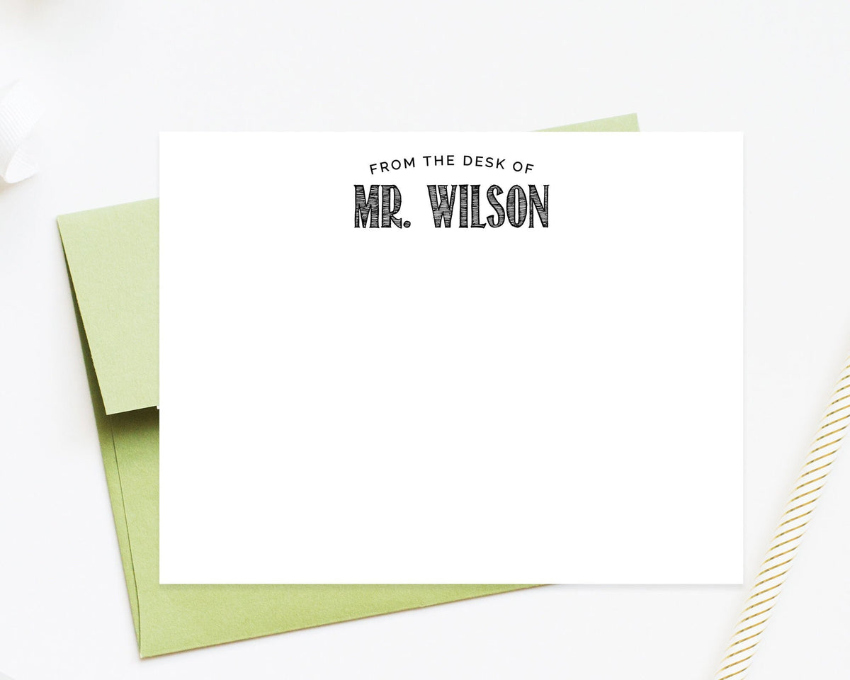 Personalized Stationery for Teacher Gift, From the Desk of Personalized Notecards with Envelopes, Custom Letter for School Notes for Class