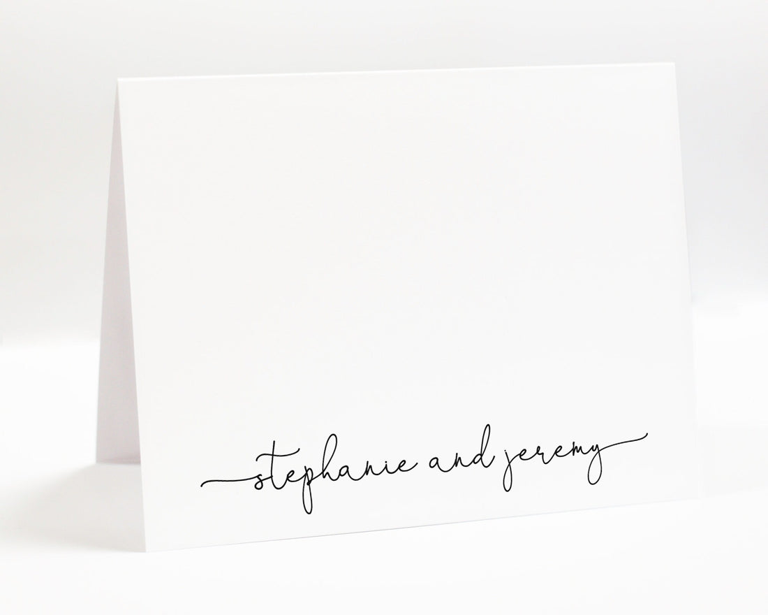 Personalized Greeting Notecards for Couples Gift Set, Minimal Greeting Cards, Family Thank you Cards, Personalized Folded Cards Stationary