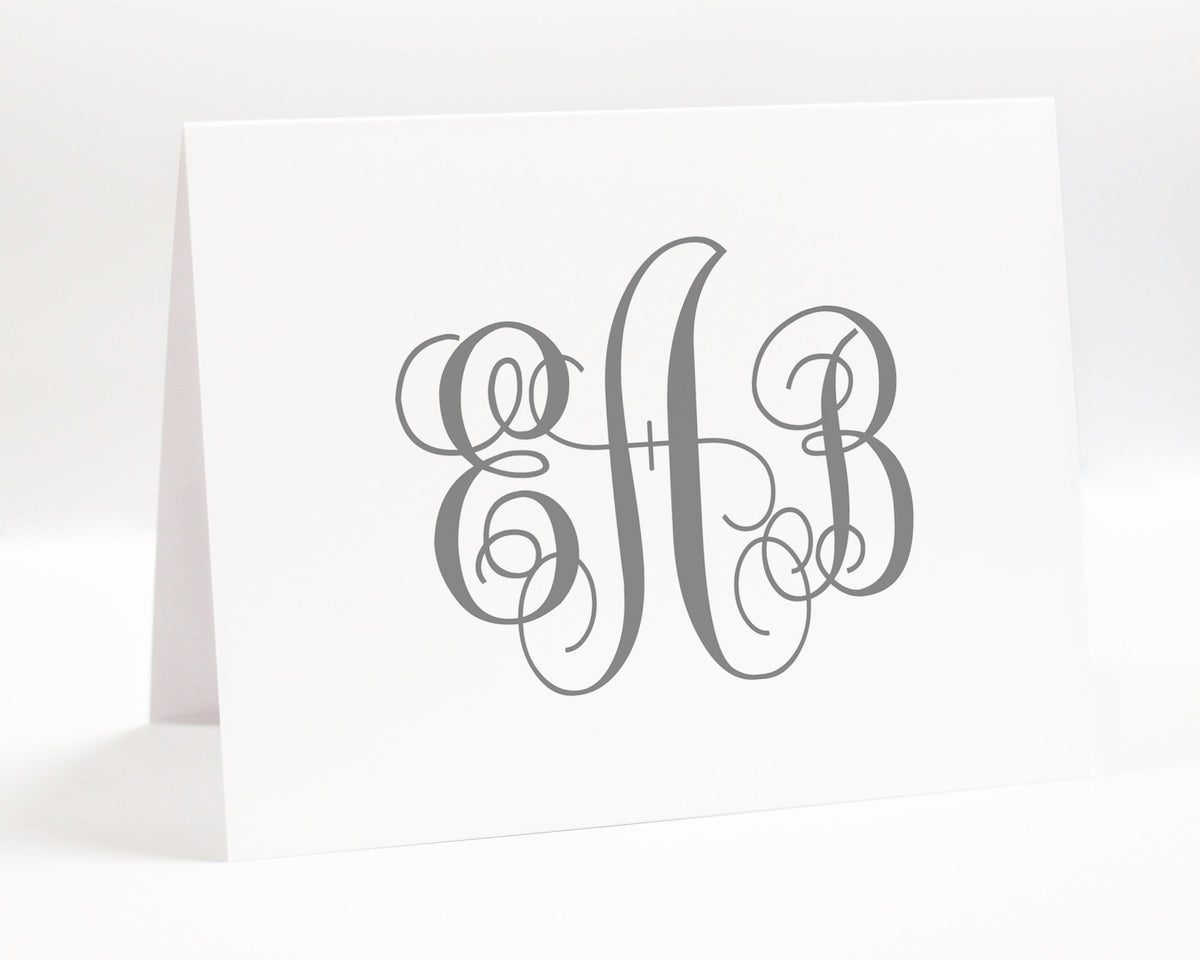 Personalized Folded Monogram Stationary, Folded Greeting Card, Thank You Card Monogram Stationery, Custom Card Set of 10 Thank you Gift Set