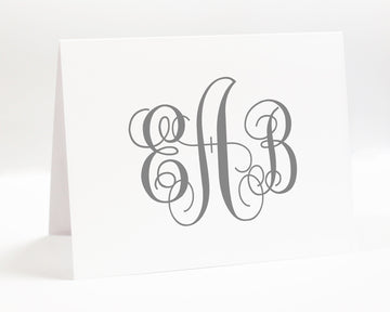 Personalized Folded Monogram Stationary, Folded Greeting Card, Thank You Card Monogram Stationery, Custom Card Set of 10 Thank you Gift Set