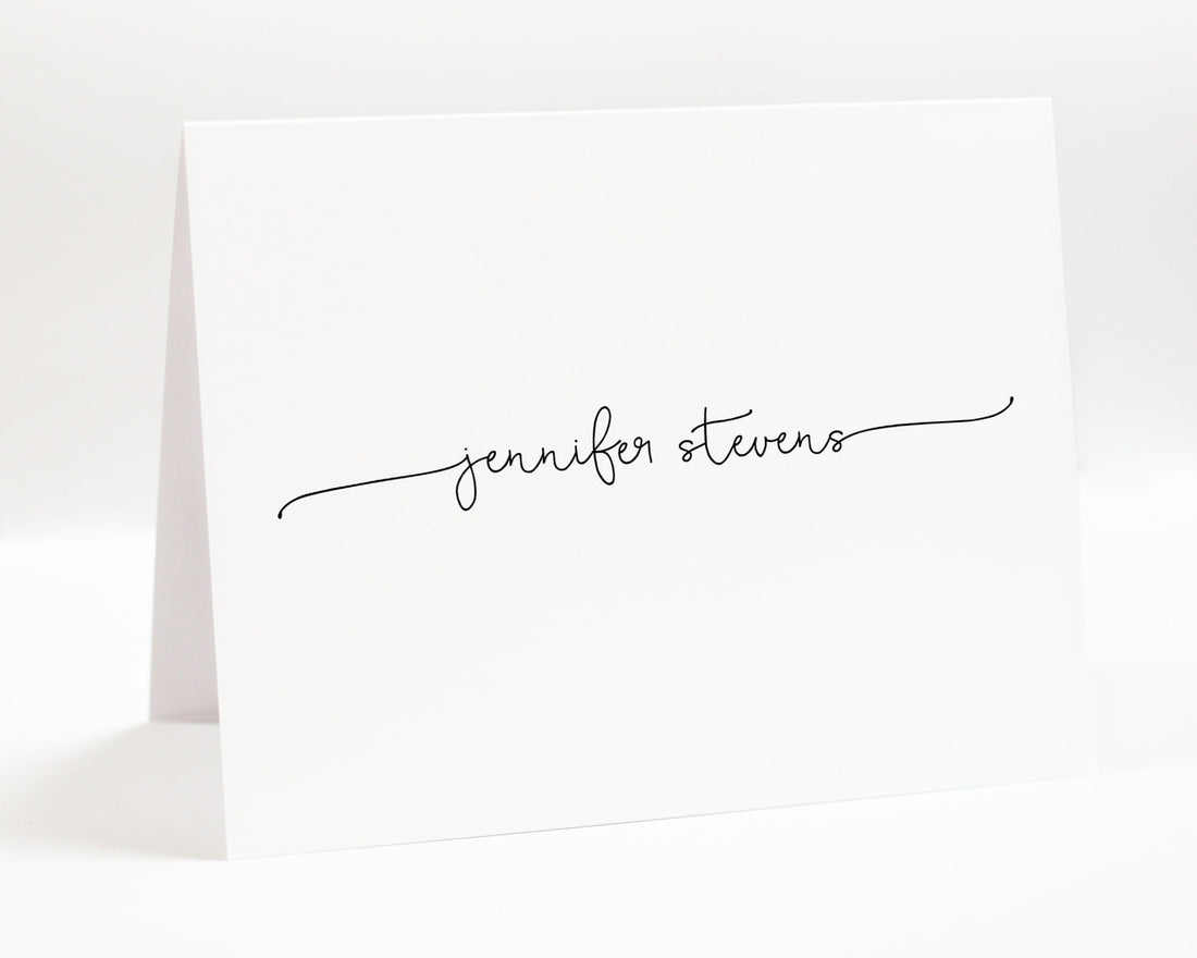 Personalized Folded Stationery Set of 10, Script Stationary Notecards, Greeting Card with Custom Name, Family Stationary, Folded Note Card