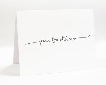 Personalized Folded Stationery Set of 10, Script Stationary Notecards, Greeting Card with Custom Name, Family Stationary, Folded Note Card