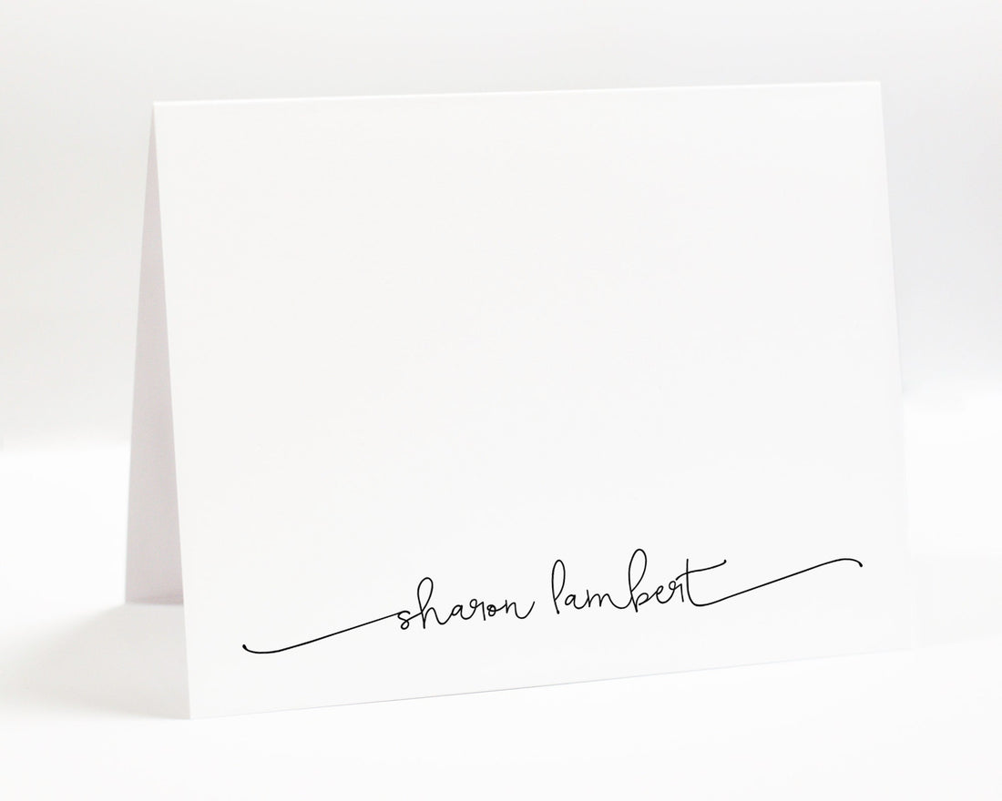 Personalized Stationery, Personalized Folded Greeting Notecards Set, Minimalist Greeting Cards, Set of 10 Folded Cards Stationary, Thank you