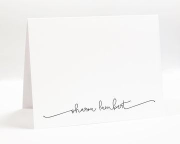 Personalized Stationery, Personalized Folded Greeting Notecards Set, Minimalist Greeting Cards, Set of 10 Folded Cards Stationary, Thank you