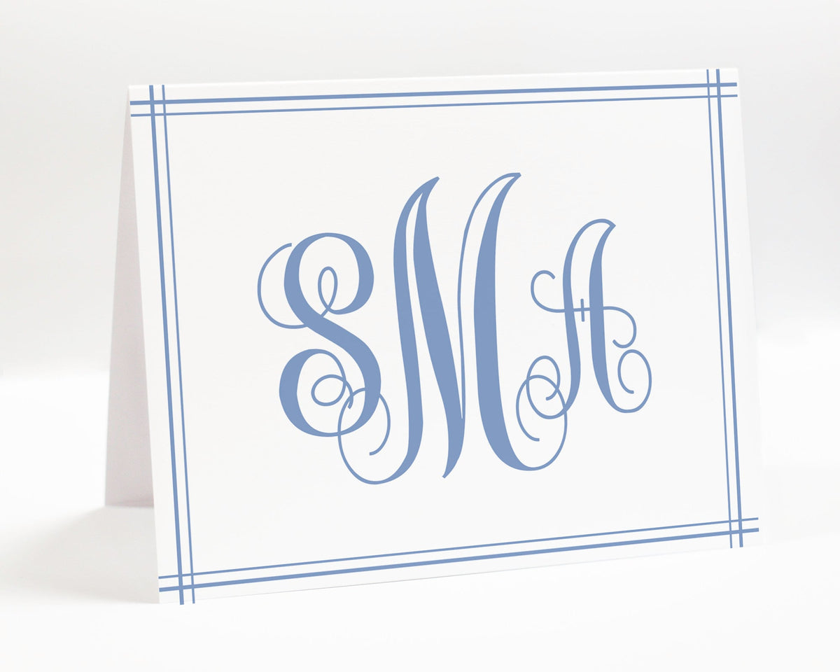 Monogram Stationary And Envelopes, Personalized Folded Thank You Stationery Card, Folded Stationery Notes, Set of 10 Thank you Gift Set
