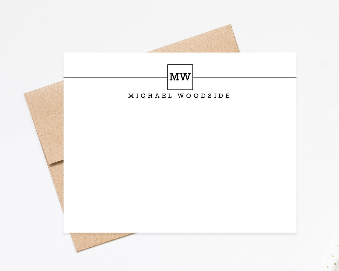 Personalized Monogram Stationery Card Set, Monogram Stationary Card, Stationery Gift For Business, Thank you Notecards for Men for Women