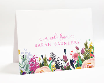 Personalized Floral Greeting Stationary, Summer Stationery Folded Note, Grateful Thank you Floral Custom Card, Colorful Folded Gift for Mom