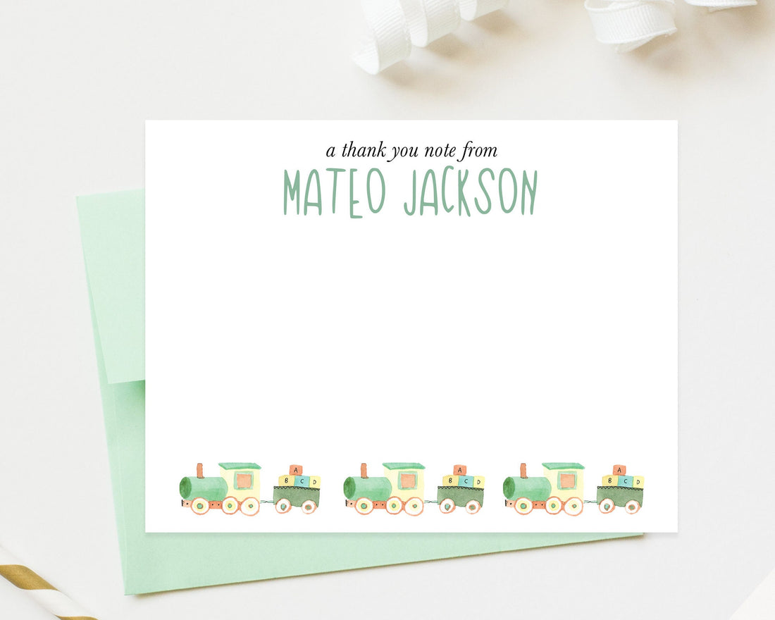 Personalized Train Stationary for Kids Stationery with Envelopes Train Stationery Notecards for Him, Stationary Gift Set, Kids Stationery