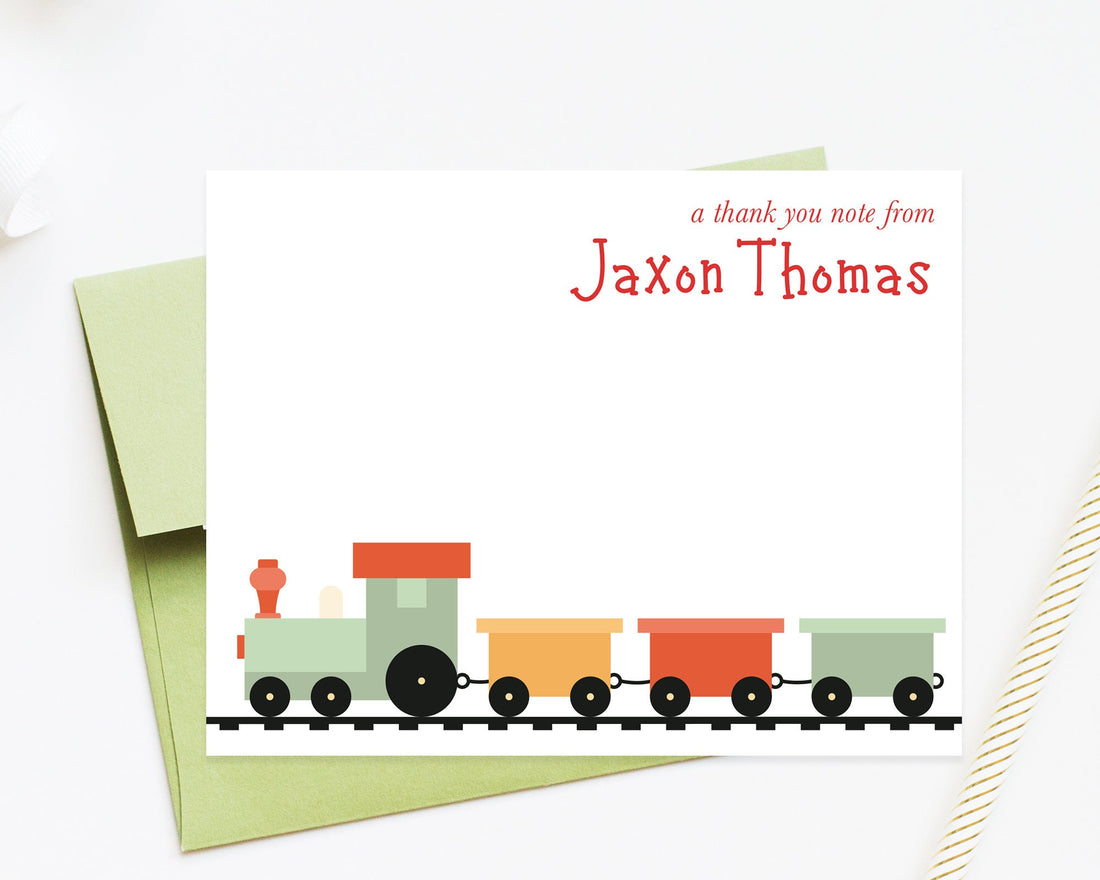 Personalized Trains Kids Stationery for Boys with Envelopes, Colorful Kids Stationary with Toy Train Stationary Gift Set, Kids Stationary