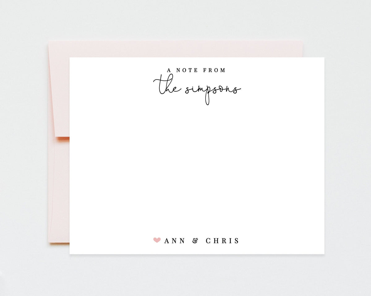 Personalized Custom Stationery for Couple with Heart, Anniversary Thank You Notes, Wedding Thank You Stationary Notes, Newlywed Stationary