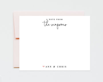 Personalized Custom Stationery for Couple with Heart, Anniversary Thank You Notes, Wedding Thank You Stationary Notes, Newlywed Stationary