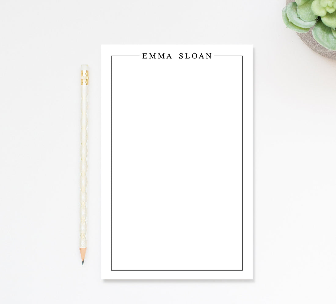 Personalized Bordered Notepad, Modern Simple Single Border Notepad Gift, Personalized Notepads with Name, Elegant Notepad, Personalized Note