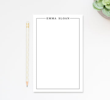 Personalized Bordered Notepad, Modern Simple Single Border Notepad Gift, Personalized Notepads with Name, Elegant Notepad, Personalized Note