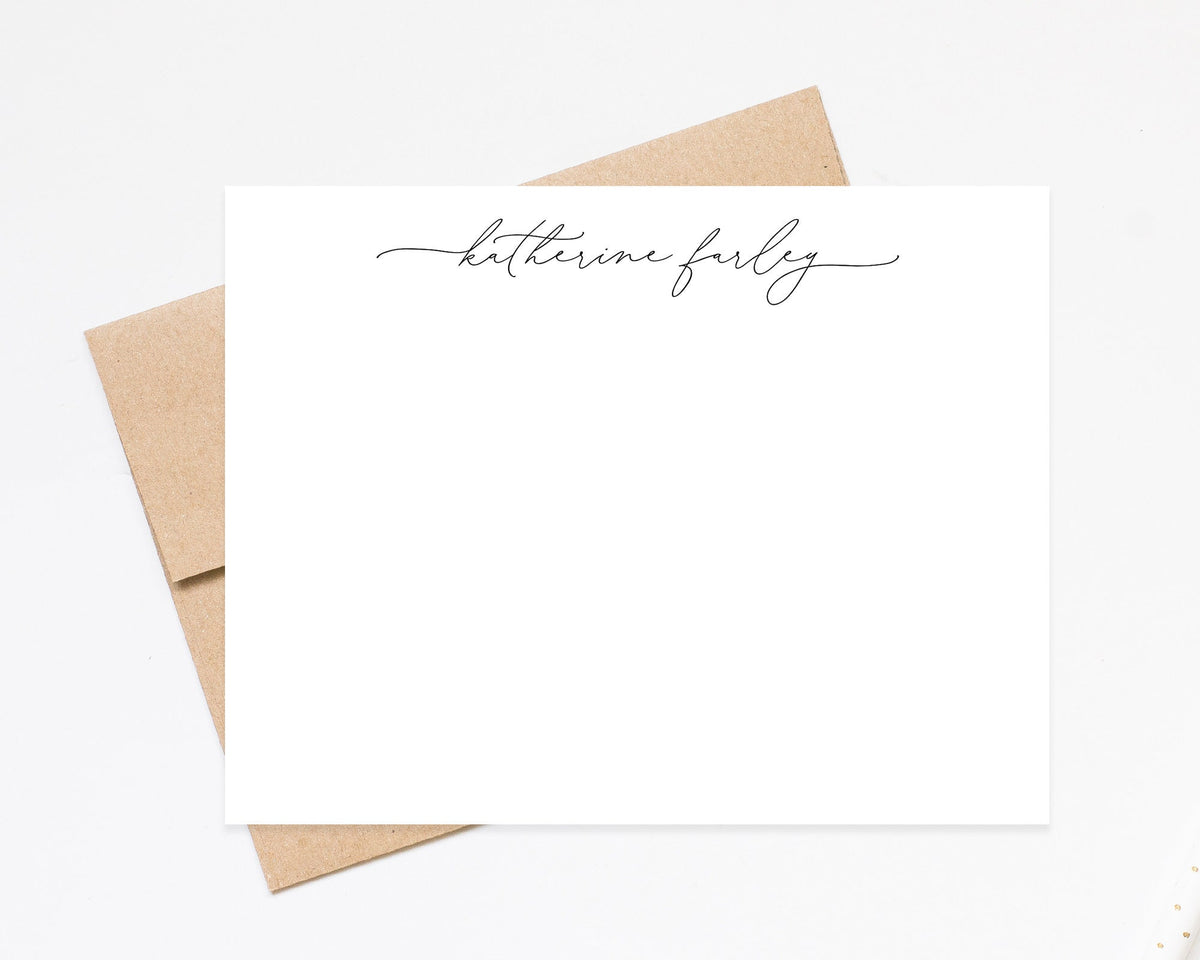 Personalized Handwritten Style Stationary, Custom Script Notecards with Envelopes, Personalized cards Flat Note Cards for Letter Writing