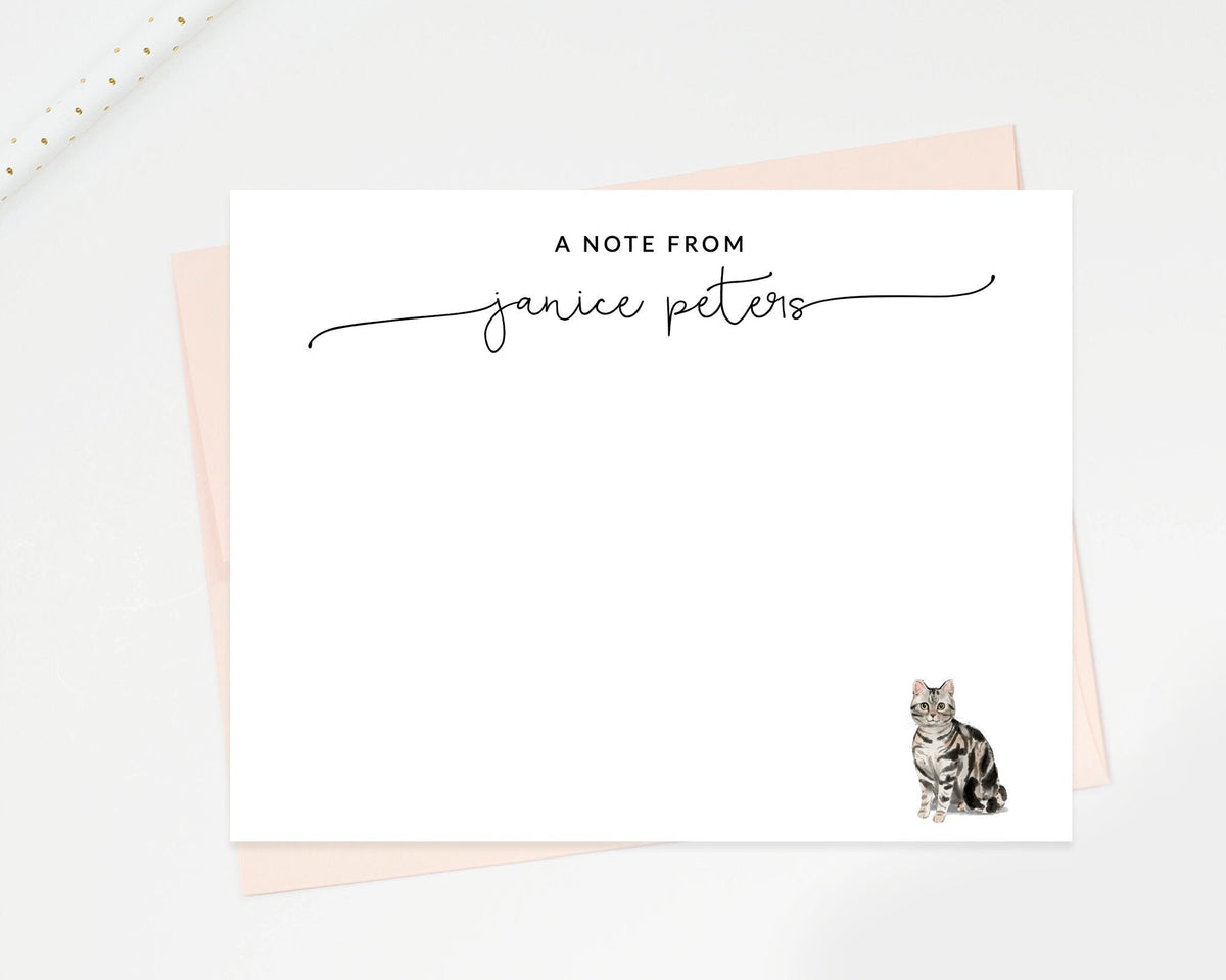 Personalized Cat Stationary, A Note From Custom Notecard Stationary, Cat Lover Stationery, Simple Stationery Cards, Cat Lovers Gift Set