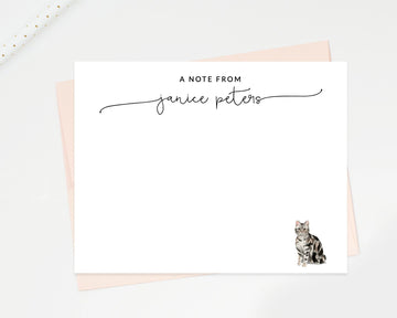 Personalized Cat Stationary, A Note From Custom Notecard Stationary, Cat Lover Stationery, Simple Stationery Cards, Cat Lovers Gift Set