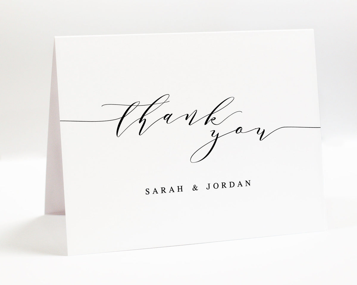 Personalized Modern Thank You Card for Couples, Simple Script Thank You Letter For Wedding, Bridal Shower Thank You Greeting Stationery