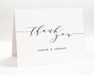 Personalized Modern Thank You Card for Couples, Simple Script Thank You Letter For Wedding, Bridal Shower Thank You Greeting Stationery