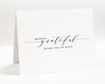 Personalized Beyond Grateful Folded Thank You So Much, 10 Folded Script Thankful Cards with Envelopes, Simple Notecard Blank Inside for Note