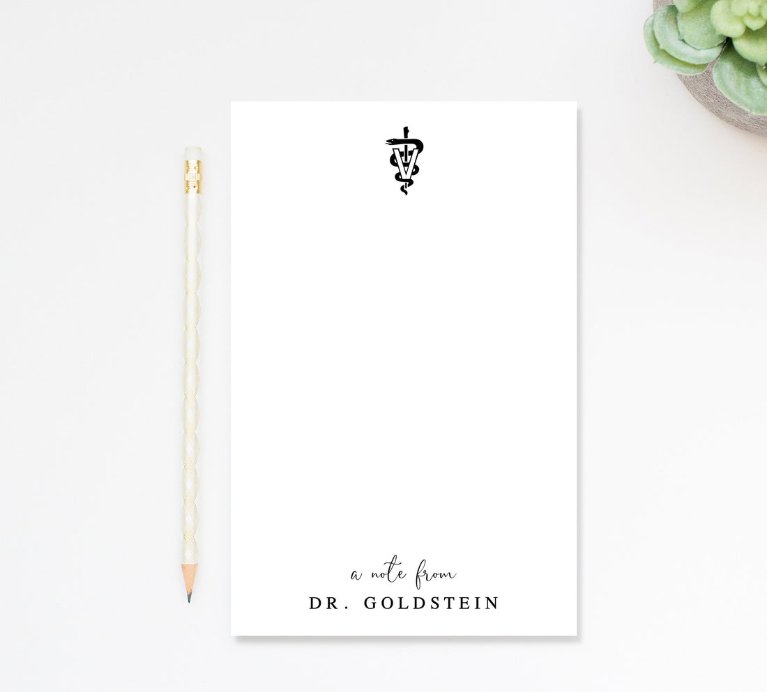 Personalized Custom Veterinary Doctor Notepad, A note from Veterinarian Gift, Personalized Stationery for Vet Doctor, Stationery Under 25