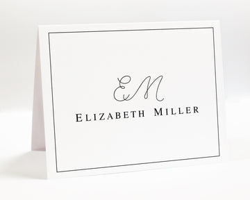 Personalized Folded Greeting Card with Monogram, Custom Stationery for Letter Writing, Simple Elegant Gift Set, Thank You Card For Business