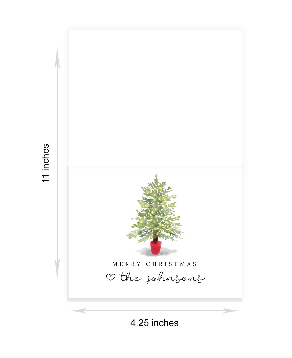 Personalized Christmas Card with Tree, Merry Christmas from the Family Stationary Letter, Holiday Stationery Set, Simple Christmas Card