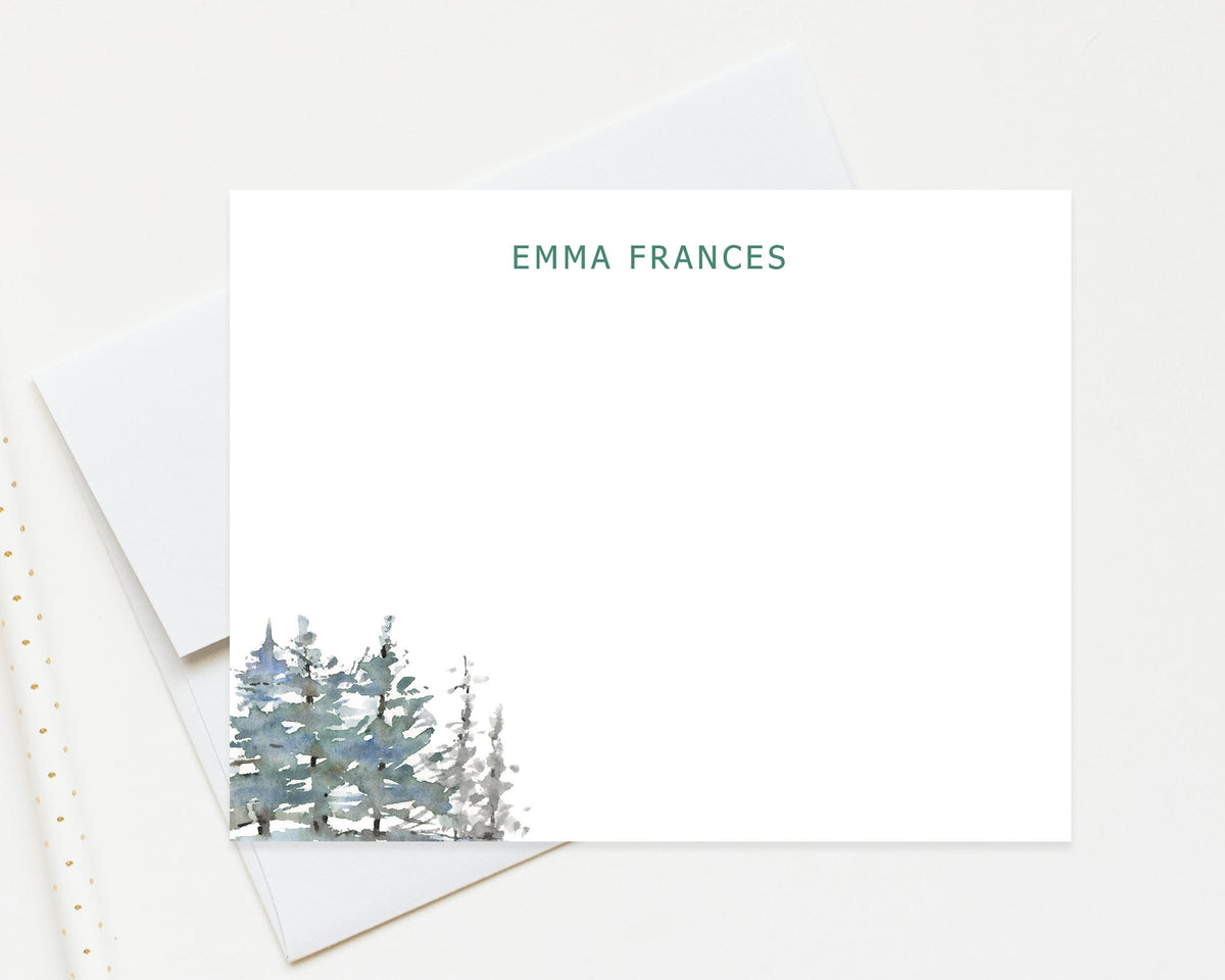 Personalized Evergreen Stationery for Men Women, Personalized Gifts For Dad Mom Birthday, Holiday Business Note Cards Stationary Set