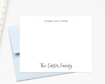 Personalized Stationery for Family, Stationary Gift Note Card with Envelopes, Thank You Cards from The Family Of, Custom Cards Envelopes Set