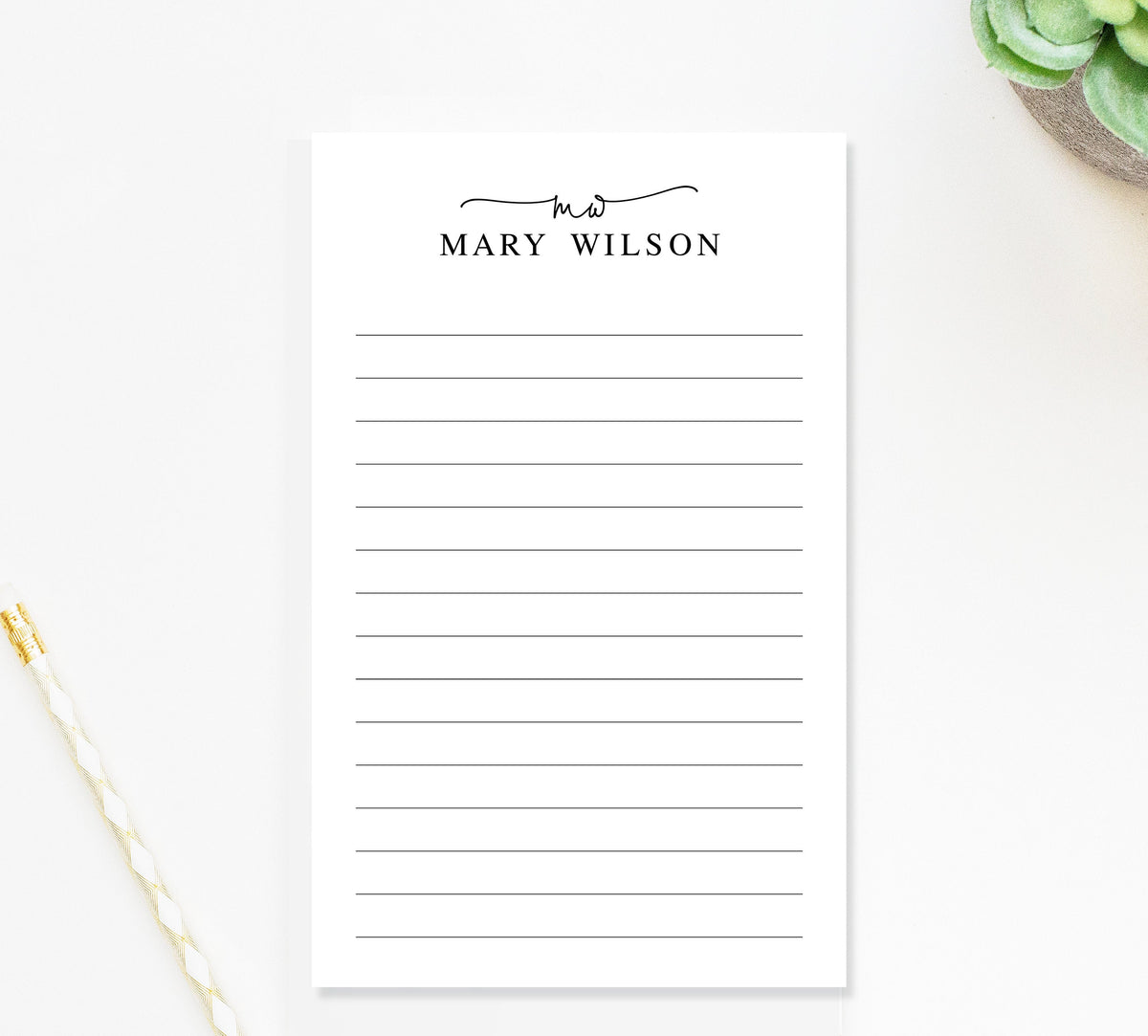 Personalized Monogrammed Notepad, Modern Notepad with Initials and Monogram, Notepad Gift, Personalized Notepads with Name Stationery