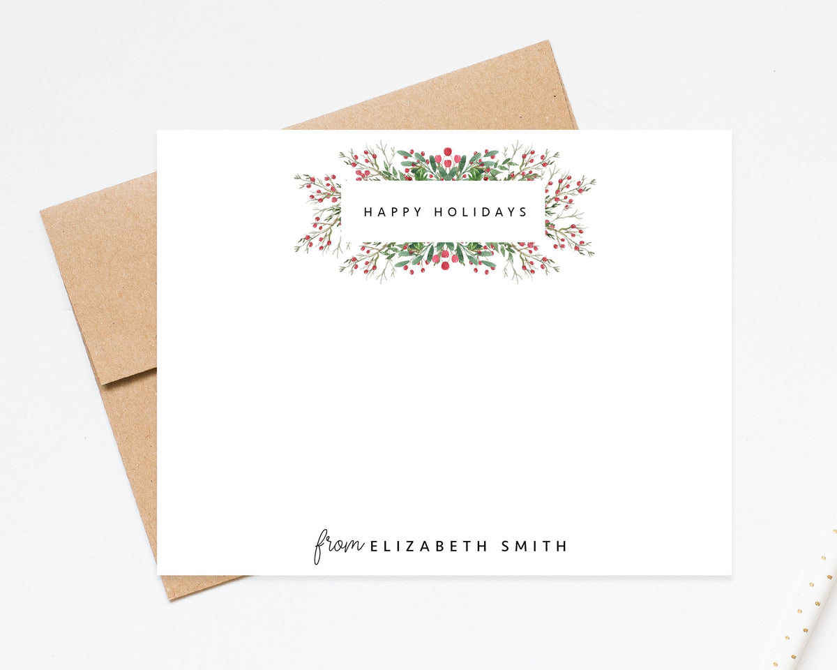 Holiday Note Cards set For Family, Holiday Card Set, Small Holiday Notecards, Quick Stationery, Personalized Note Cards with Envelopes