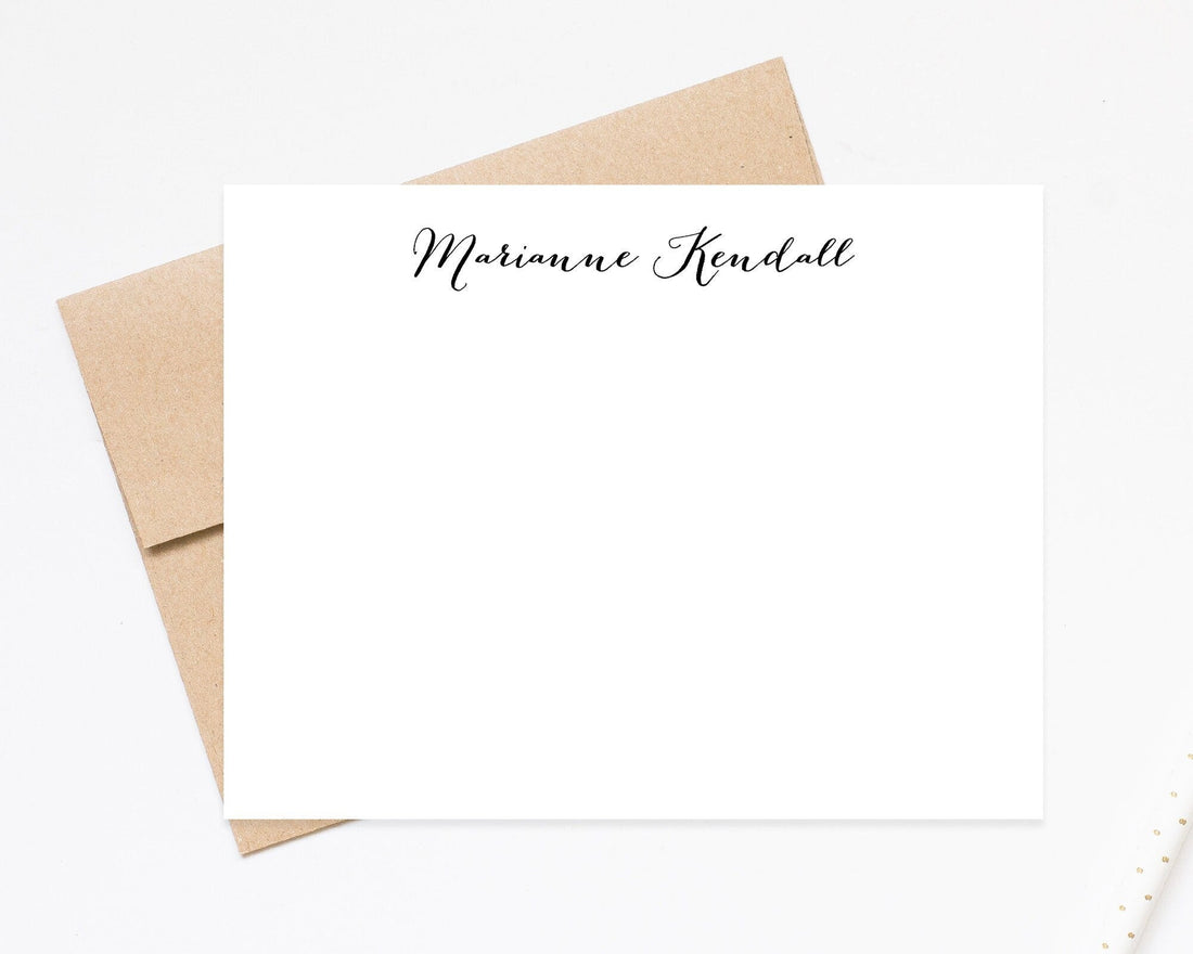 Modern Scripted Personalized Stationery Note Cards, Stationary Flat Cards with Envelopes, Custom Thank You Cards For Boutique