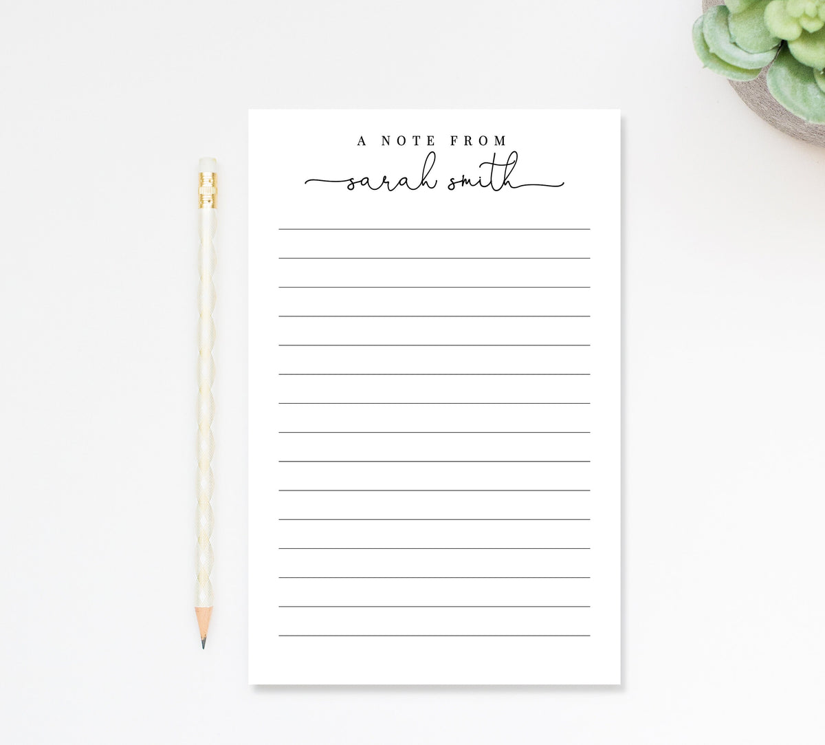 Script Personalized Notepad, Personalized Notepad Gift for Writers, Simple and Elegant Notepad, Customized Notepad Stationery Under 25