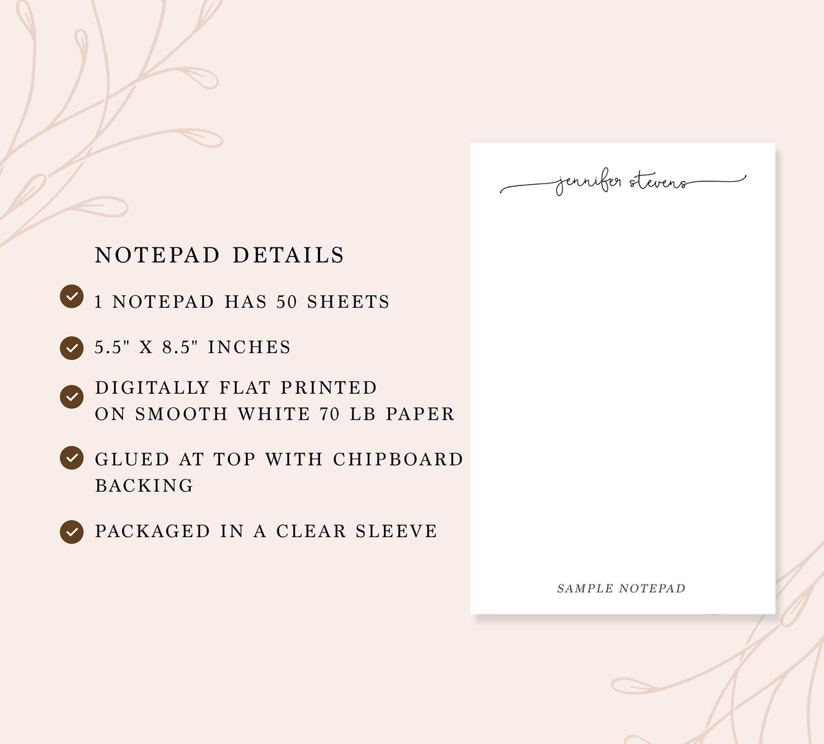Personalized To Do List Minimalist Notepad with Lines, Custom Notepad Planner for Groceries, Doctor Notepad, Personalized Kids Notepad Gift