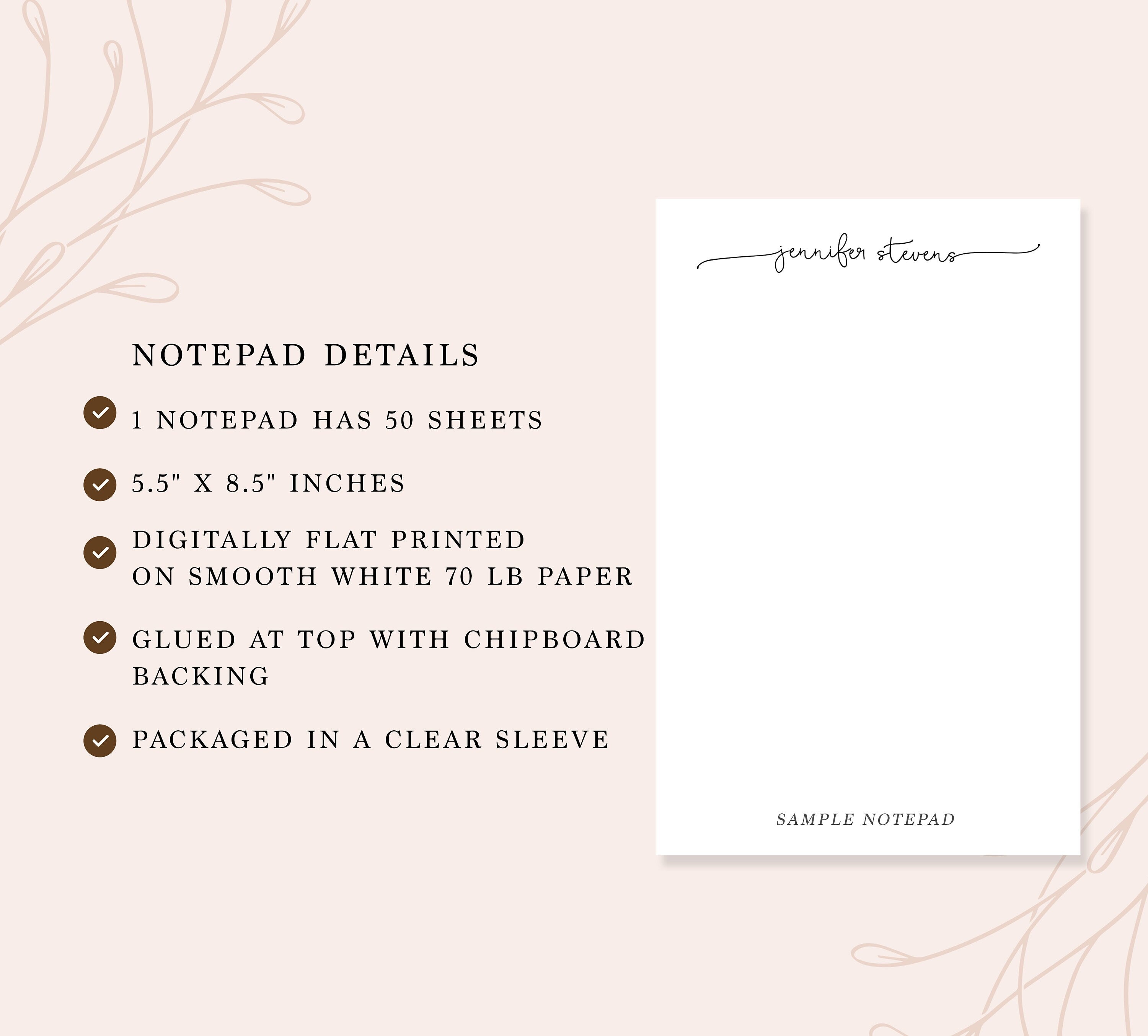 Personalized Notepad, Modern Simple Text Notepad, Notepad Gift, Personalized Notepads with Name, Elegant Notepad, Personalized Note
