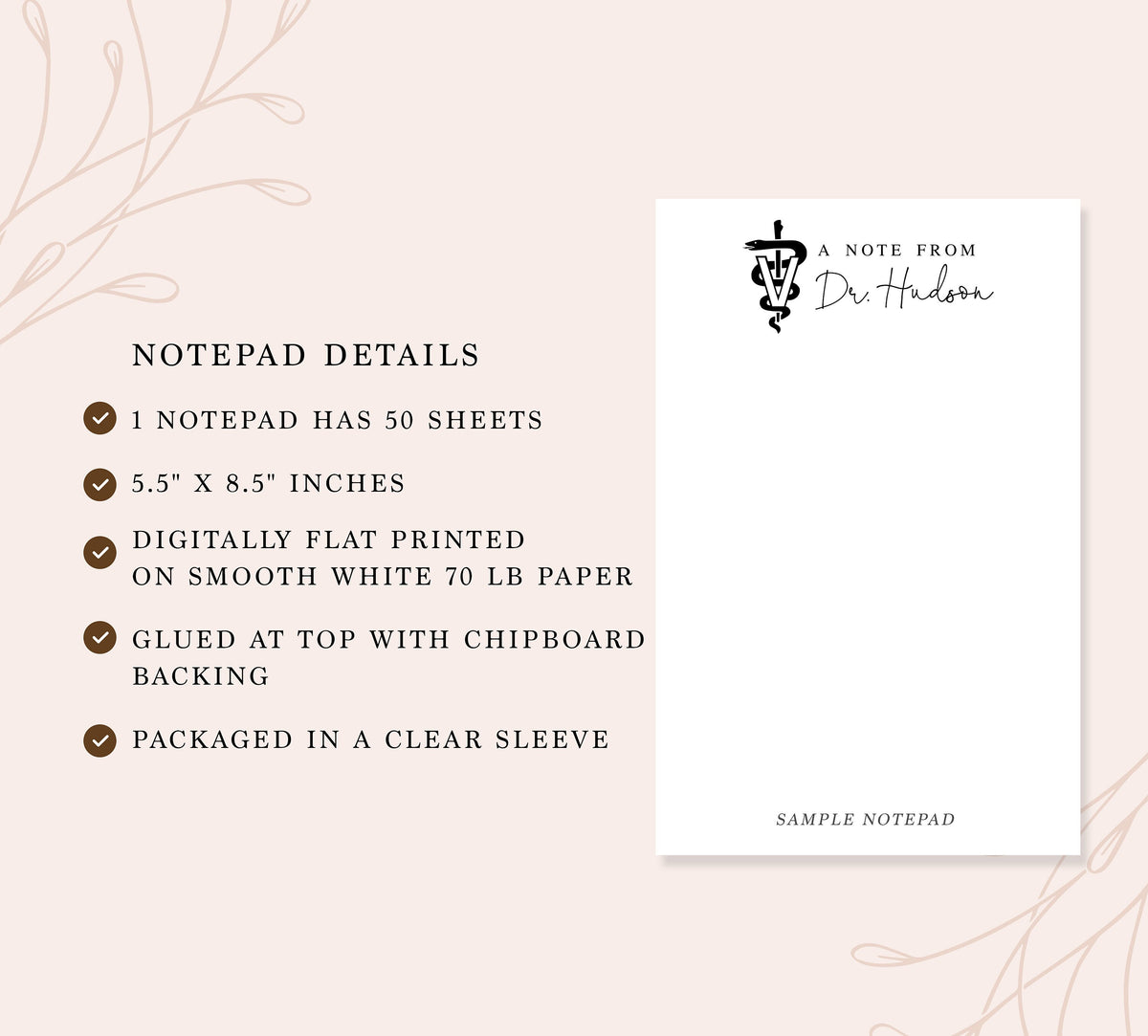 Personalized Veterinary Doctor Notepad, A note from Veterinarian Doctors Gift, Personalized Gift, Customized Vet Notepad Stationery Under 25
