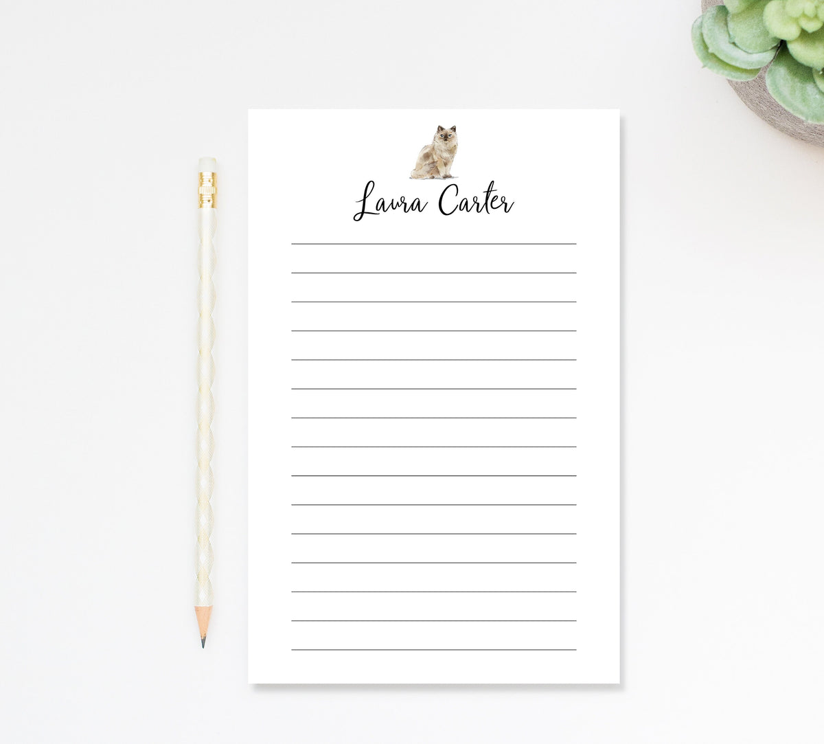 Personalized Cat Notepad Stationery, Notepad with Cat Notes, Custom Notepad Gift, Paper Gift, Cat Lover Gift For, Personalized Notepads