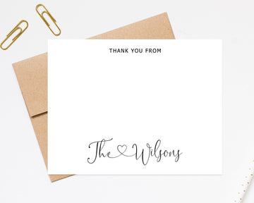 Personalized Stationary, Thank you Stationery for Family Notecard, Baby Shower Thank you Cards, Cute Stationery and Envelope Set with Heart