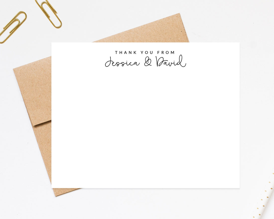 Thank You from Couple Personalized Stationery Notecard. Wedding Guests Thank You Cards. Bridal Shower Personal Notecard Gift with Envelopes