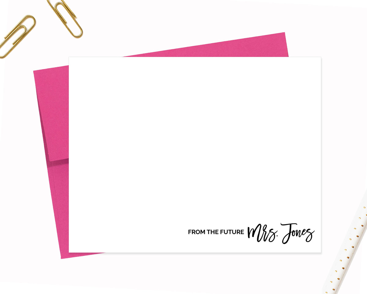 From the Future Mrs Stationery Card, Personalized Stationery Set, Thank You Flat Note Card, Custom Stationery, Bride Gift Bridal Shower