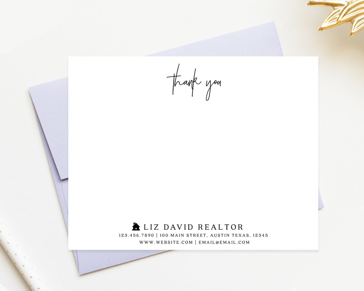 Personalized Realtor Stationery for Business, Custom Thank you Notes for Real Estate, Notecards for Realtor Estate Stationary Note Card Set