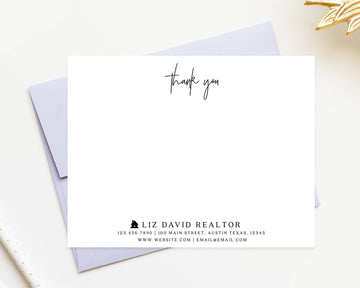 Personalized Realtor Stationery for Business, Custom Thank you Notes for Real Estate, Notecards for Realtor Estate Stationary Note Card Set