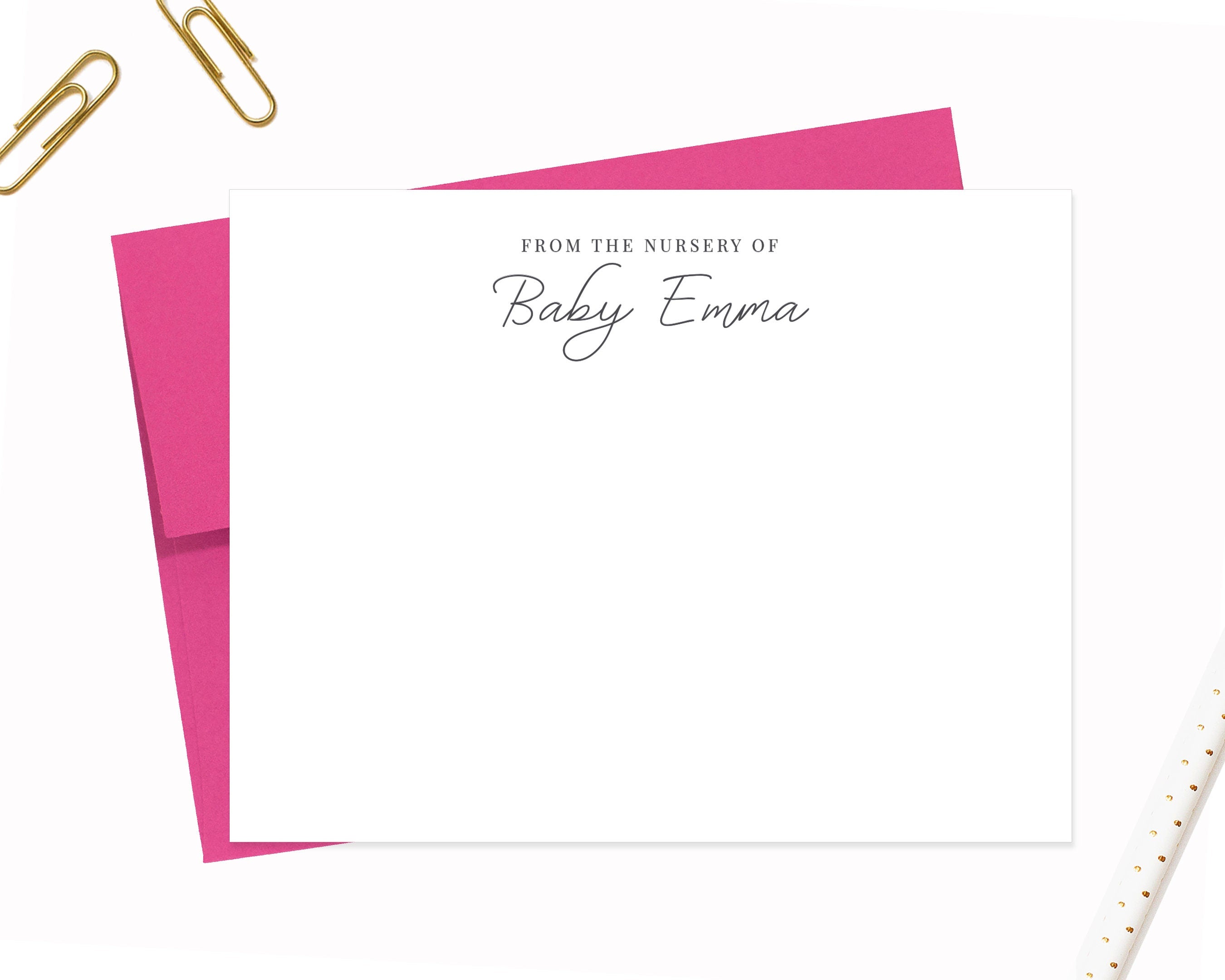 Personalized Newborn Gift, From the Nursery of Stationery Cards, Newborn Girl Baby Shower Gift Personalized, Baby Gift Card, Custom Notes