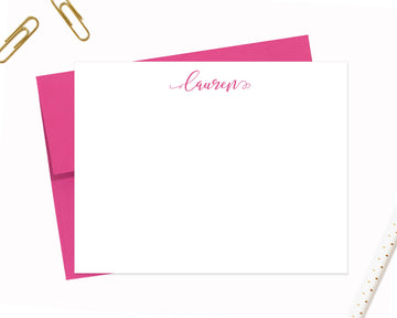 Personalized Scripted Personalized Stationery Note Cards, Set of 10 Stationary Flat Cards with Envelopes, Stationary for Her, Custom Gift