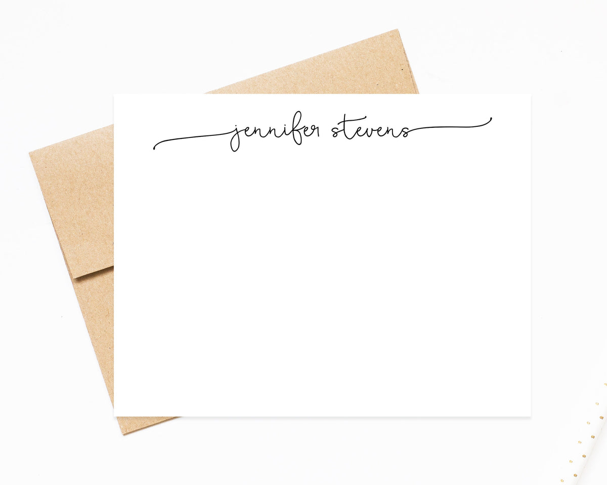 Script Personalized Stationery Cards set, Flat Notecards, Personalized Stationary Card Set Flat Note Cards and Envelopes, Flat Cards