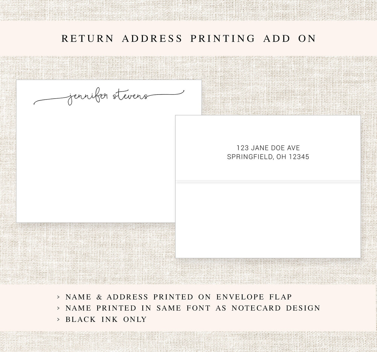 Script Personalized Stationery Cards set, Flat Notecards, Personalized Stationary Card Set Flat Note Cards and Envelopes, Flat Cards