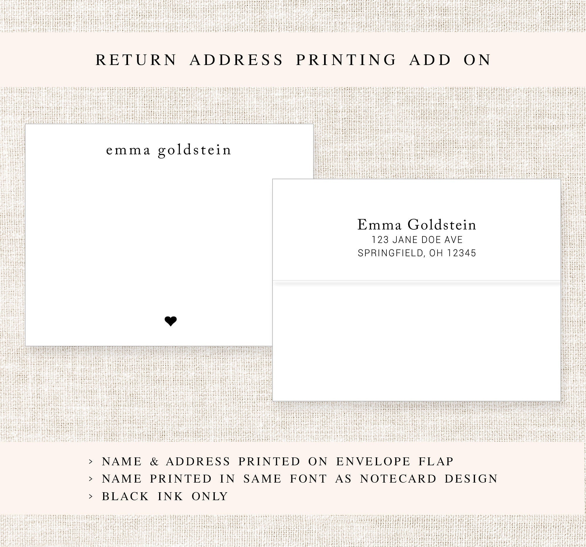 Custom Note Card With Envelopes, Cute Personalized Thank You Card with Heart, Custom Note for Wedding Engagement, Simple Stationary Gift Set