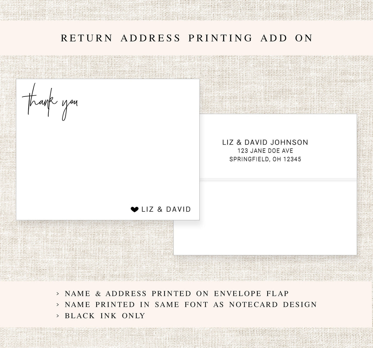 Personalized Stationery for Couple with Heart, Envelopes, Thank You Personal Stationary, Modern Thank You Card Gift Set, Newlywed Stationary