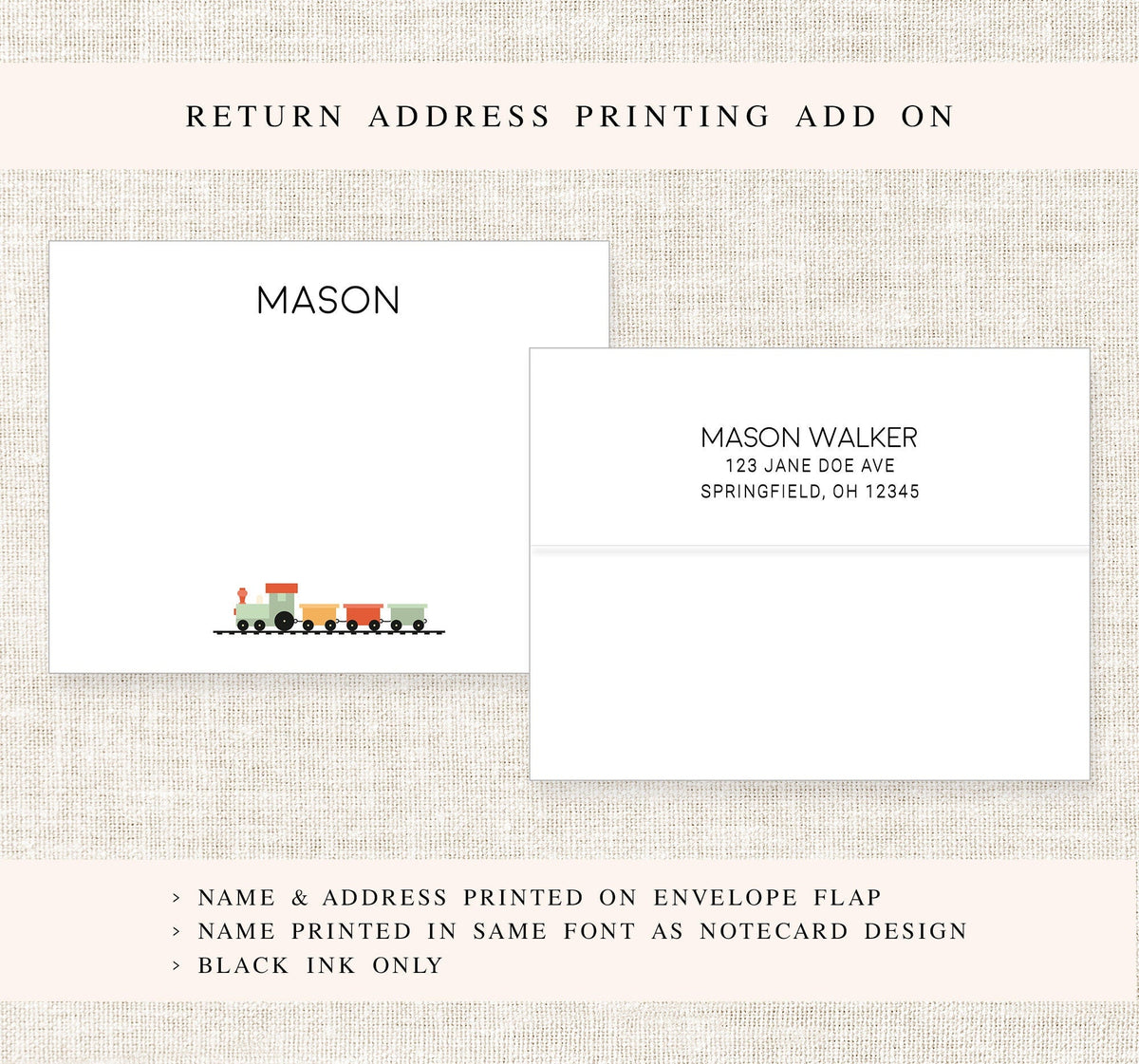 Boys Personalized Stationery Set with Trains, Boys Thank You Cards, Boys Stationary, Children Stationery for Kids, Custom Birthday Gift Boy